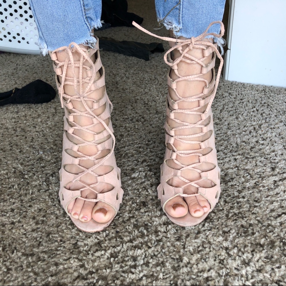 Strappy Nude High Heels